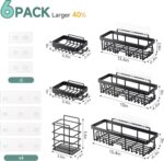 Veken Rustproof & Waterproof Shower Caddy 6-Pack, No Drilling Adhesive Shelves Rack with Soap Holder, Large Capacity Bathroom Organizers and Storage, Wall-Mounted Kitchen & Home Decor - Image 7